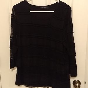 Lace overlay 3/4 sleeve top